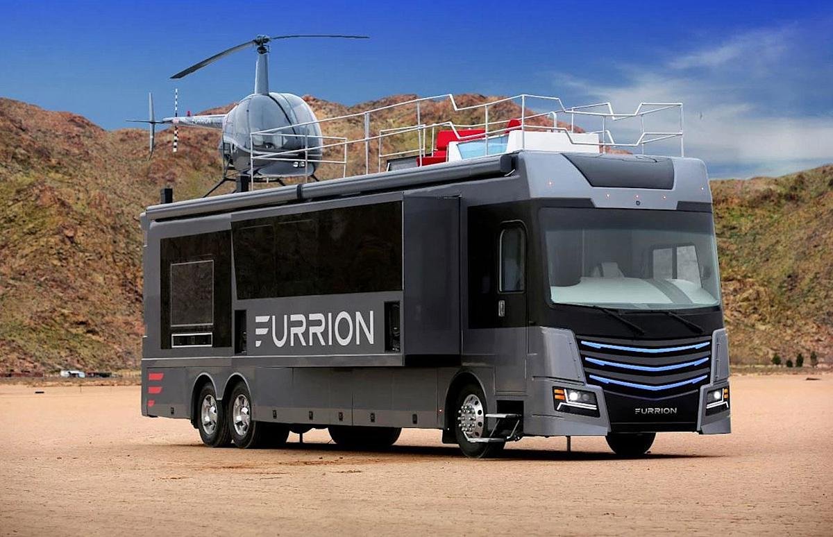 Luxury motorhome with sleek interior